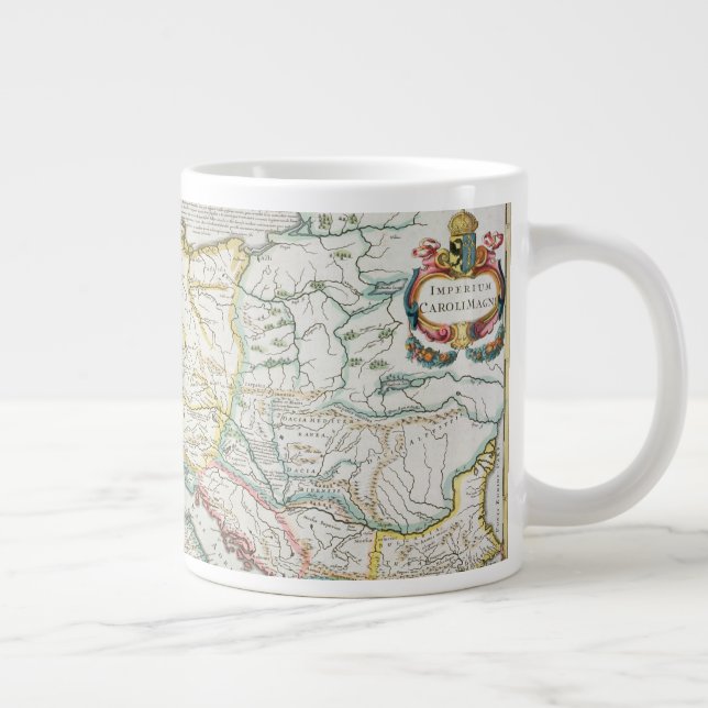 Caneca De Café Grande Mapa do Império de Carlos Magno (Direita)