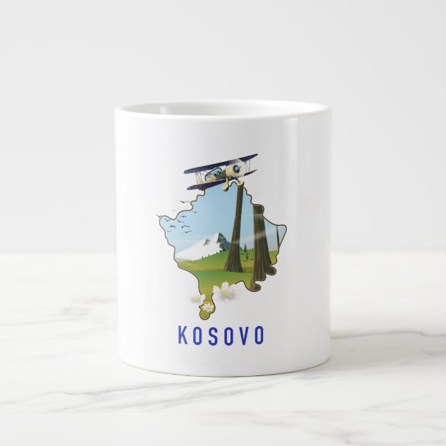 Caneca De Café Grande Mapa do Kosovo (Frente)