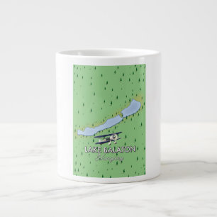 Caneca De Café Grande Mapa do Lago Balaton Hungria