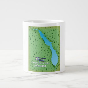 Caneca De Café Grande Mapa do lago Canyon Ferry Lake Montana