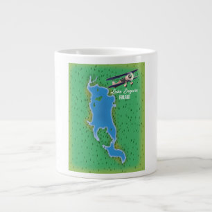 Caneca De Café Grande Mapa do Lago Engure Finlândia
