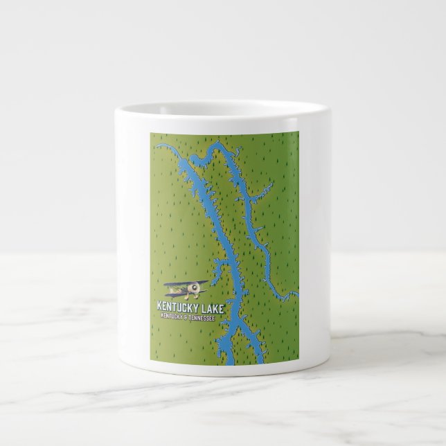 Caneca De Café Grande Mapa do Lago Kentucky EUA (Frente)