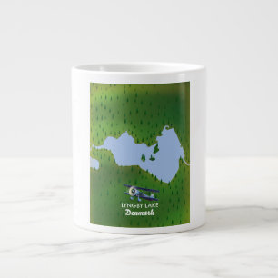 Caneca De Café Grande Mapa do Lago Lyngby Dinamarca