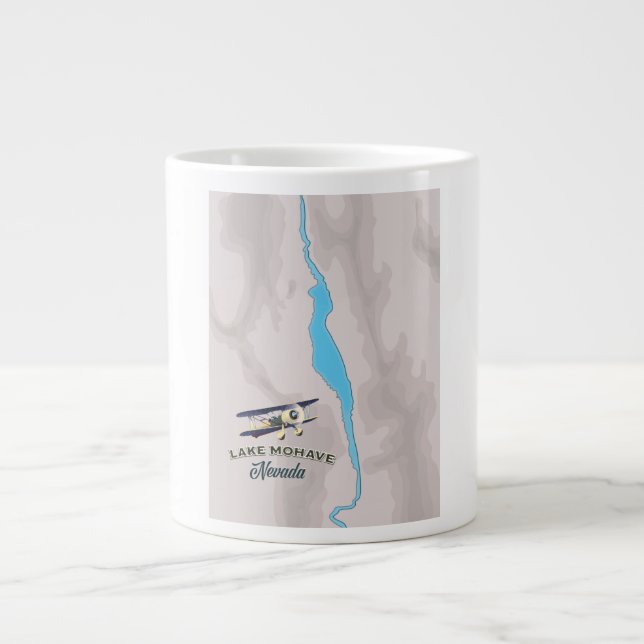 Caneca De Café Grande Mapa do Lago Mohave Nevada (Frente)