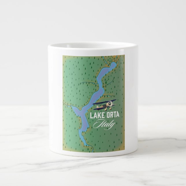 Caneca De Café Grande Mapa do lago Orta Itália (Frente)