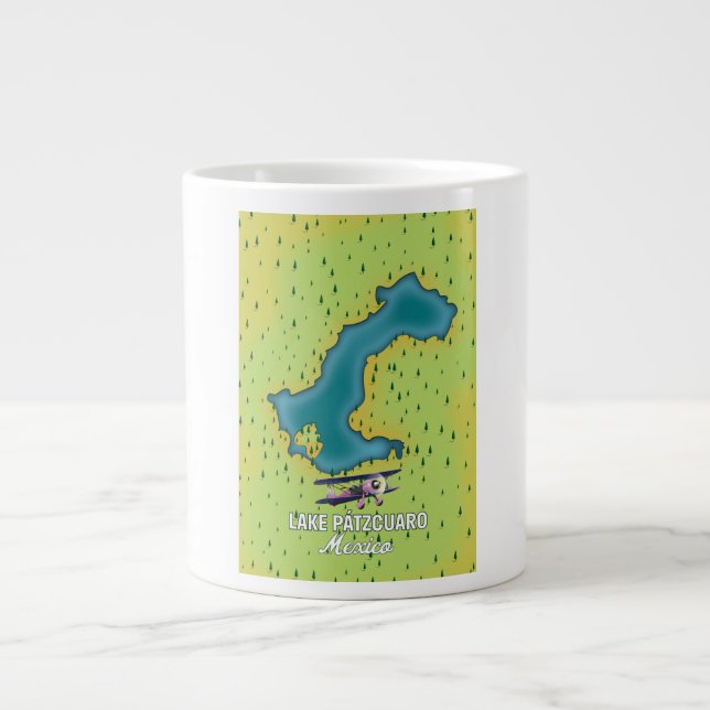 Caneca De Café Grande Mapa do Lago Pátzcuaro México (Frente)