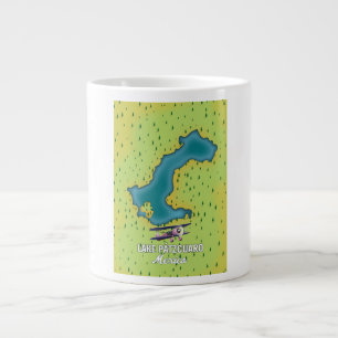 Caneca De Café Grande Mapa do Lago Pátzcuaro no México