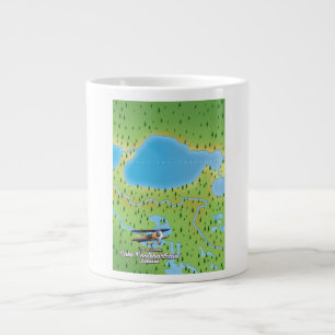 Caneca De Café Grande Mapa do lago Pontchartrain Louisiana