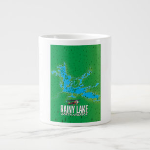 Caneca De Café Grande Mapa do lago Rainy Lake Norte-Americano