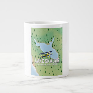 Caneca De Café Grande Mapa do Lago Skadar Albânia e Montenegro