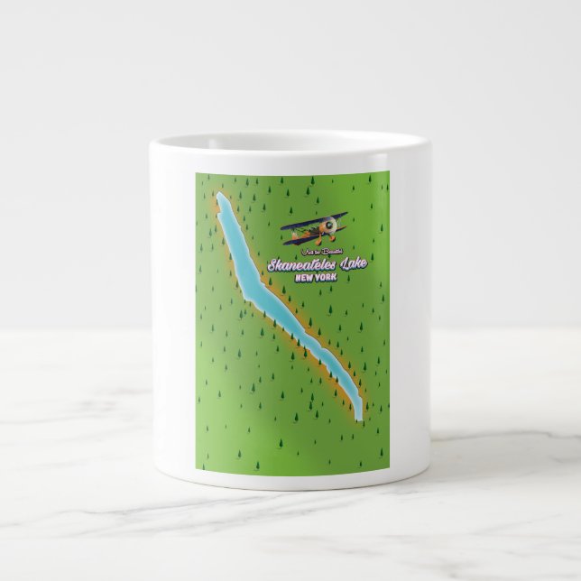 Caneca De Café Grande mapa do lago Skaneateles em Nova York (Frente)