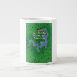 Caneca De Café Grande Mapa do Lago Texoma USA.