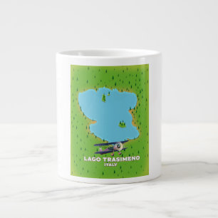 Caneca De Café Grande Mapa do Lago Trasimeno Itália
