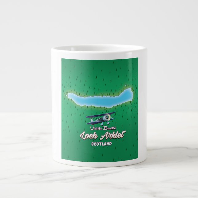 Caneca De Café Grande mapa do Loch Arklet Escócia mapa antigo (Frente)