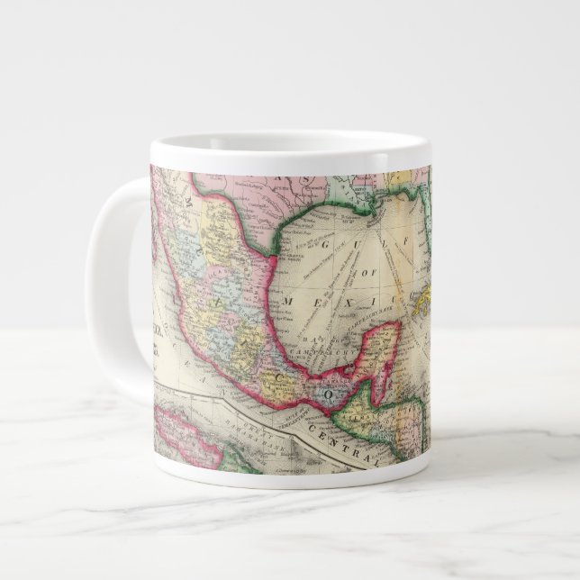 Caneca De Café Grande Mapa Do México, América Central (Frente Esquerda)