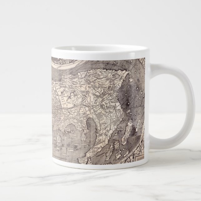 Caneca De Café Grande Mapa do Mundo| 1507 (Direita)