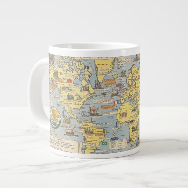 Caneca De Café Grande Mapa do Mundo das Nações Unidas (Frente Esquerda)