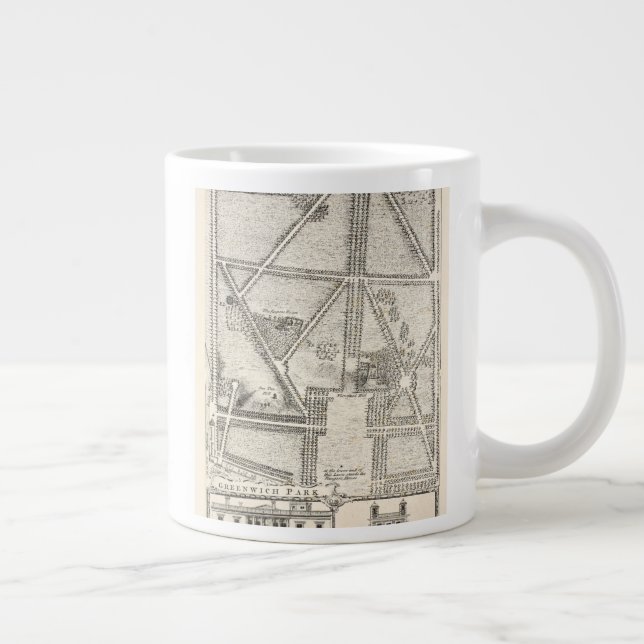 Caneca De Café Grande Mapa do Parque Greenwich (Direita)