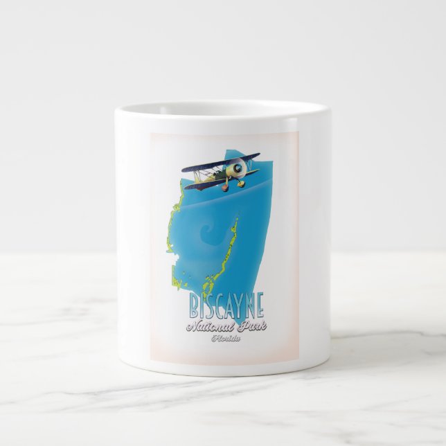 Caneca De Café Grande mapa do parque nacional Biscayne Flórida (Frente)