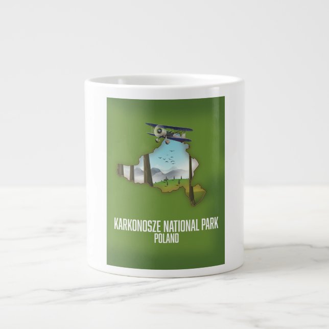Caneca De Café Grande Mapa do Parque Nacional Karkonosze Polônia (Frente)
