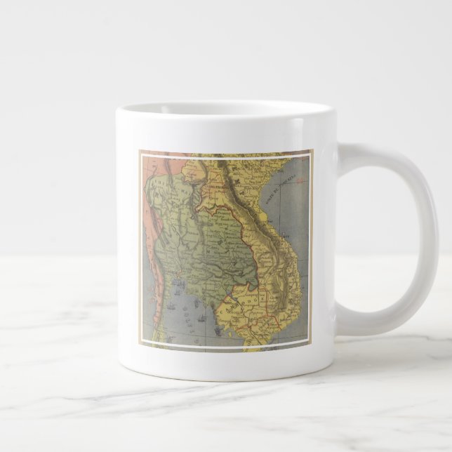 Caneca De Café Grande Mapa do Reino da Tailândia (Direita)