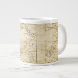 Caneca De Café Grande Mapa do Vintage da Nova Zelândia c1879