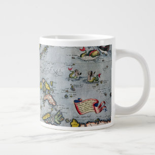 Caneca De Café Grande Mapa do Vintage  Índia para a Nova Guiné