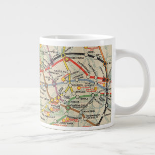 Caneca De Café Grande Mapa dos Caminhos de Ferro Subterrâneos de Londre