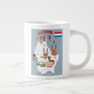 Caneca De Café Grande Mapa dos desenhos animados de Luxemburgo