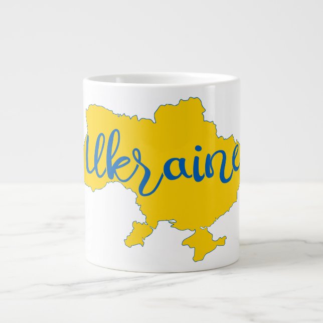Caneca De Café Grande Mapa e cartazes ucranianos (Frente)