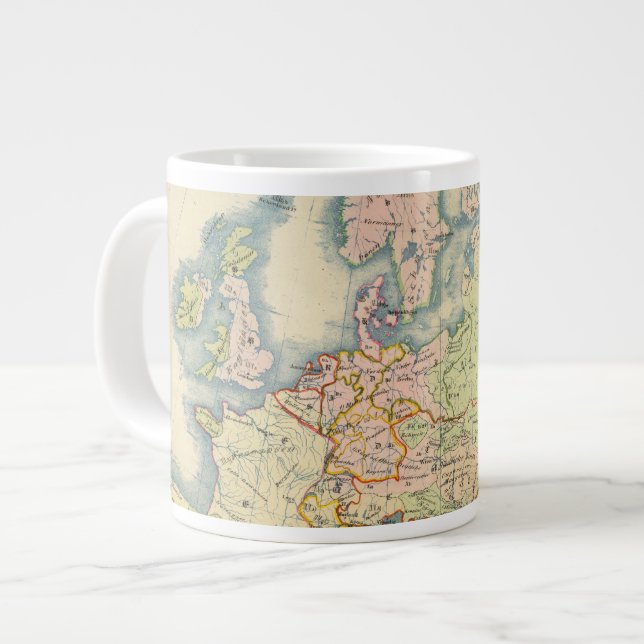 Caneca De Café Grande Mapa etnográfico da Europa (Frente Esquerda)