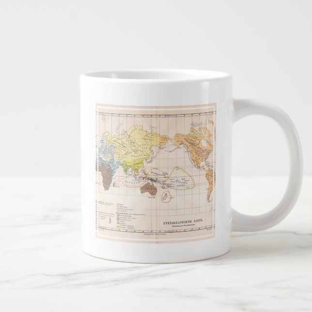 Caneca De Café Grande Mapa Etnográfico do Mundo (Direita)