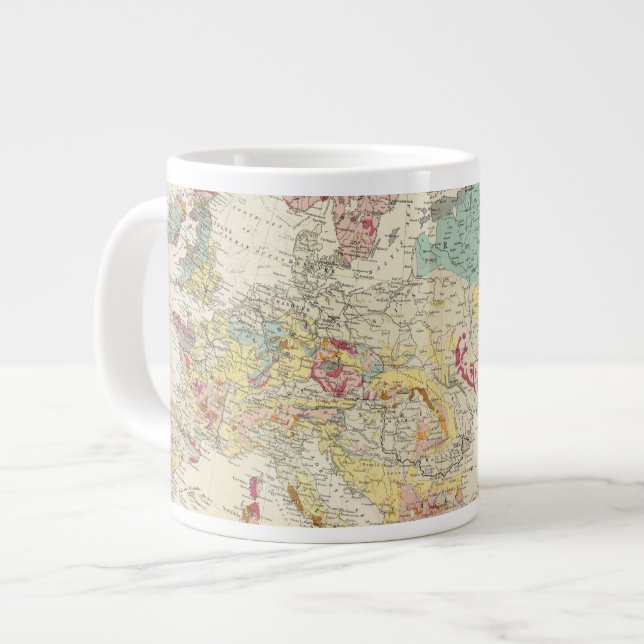 Caneca De Café Grande Mapa geológico Europa (Frente Esquerda)