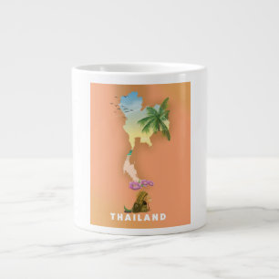 Caneca De Café Grande Mapa ilustrado da Tailândia