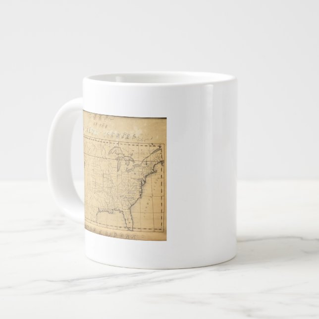 Caneca De Café Grande Mapa Infantil dos Estados Unidos (Frente Esquerda)