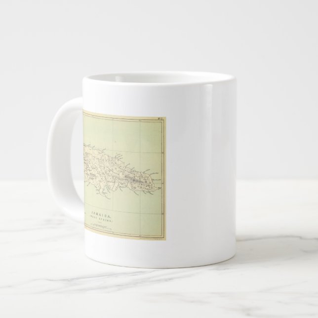 Caneca De Café Grande Mapa litográfico da Jamaica (Frente Esquerda)
