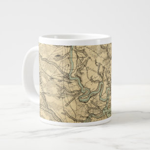 Caneca De Café Grande Mapa Militar Hughes de Richmond e Petersburgo