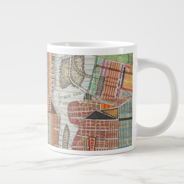 Caneca De Café Grande Mapa moderno de Nova Iorque III (Direita)