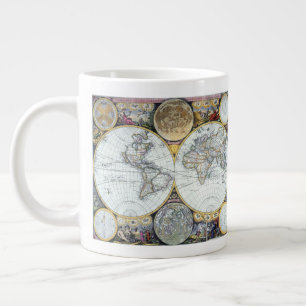 Caneca De Café Grande Mapa Mundial Antigo, Atlas Maritimus por John Sell