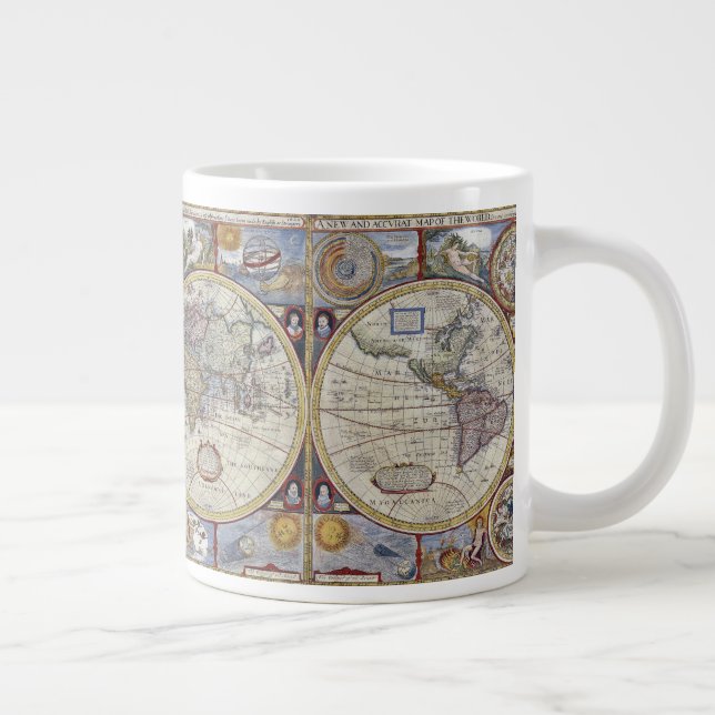 Caneca De Café Grande Mapa Mundial Antiquado nº 3 (Direita)