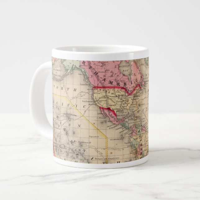 Caneca De Café Grande Mapa mundial do projeto Mercator (Frente Esquerda)