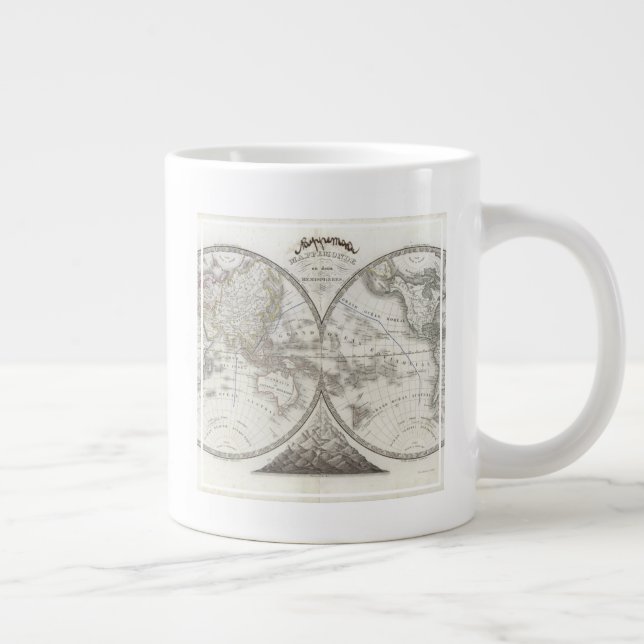 Caneca De Café Grande Mapa Mundial em 2 Hemisférios (Direita)