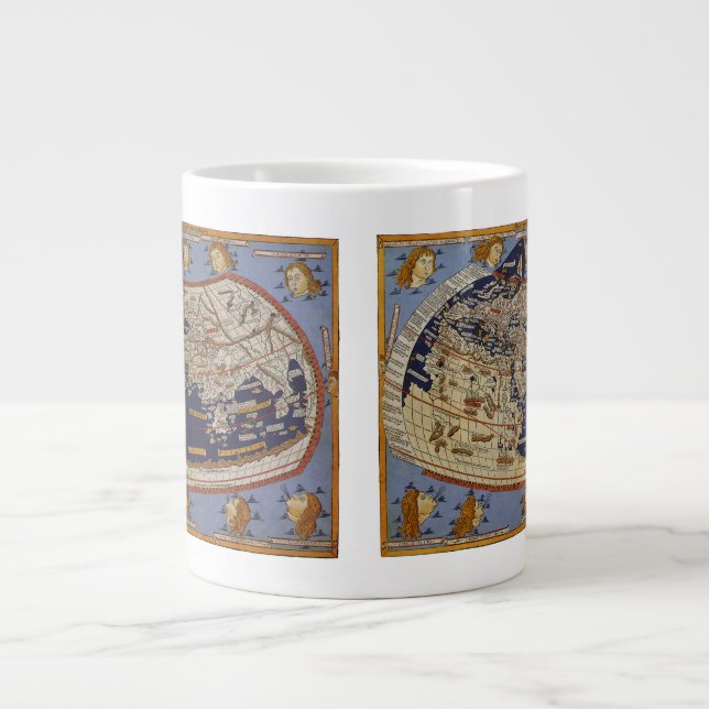 Caneca De Café Grande Mapa Mundial Ptolemaico Antigo, Johannes de Arnshe (Frente)
