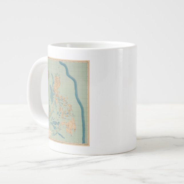 Caneca De Café Grande Mapa n.o 4 orográfico (Frente Esquerda)