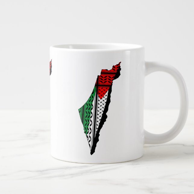 Caneca De Café Grande Mapa Palestino que Bandeira e Padrão Keffiyeg (Direita)