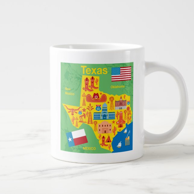 Caneca De Café Grande Mapa para crianças no Texas (Direita)