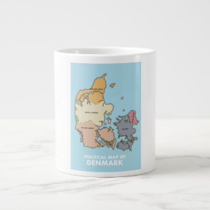 Caneca De Café Grande Mapa político da Dinamarca