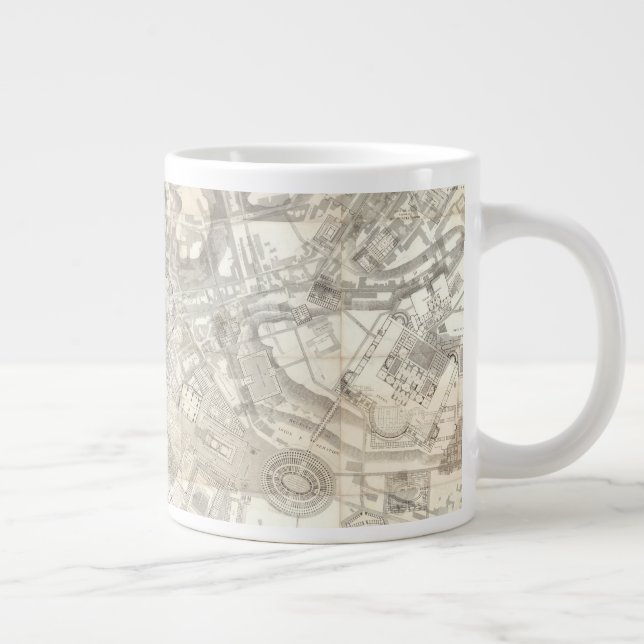 Caneca De Café Grande Mapa Topográfico da Roma Antiga, Itália (Direita)
