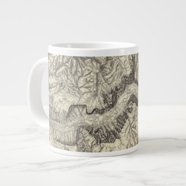Caneca De Café Grande Mapa Topográfico do Vale do Yosemite (Frente Esquerda)