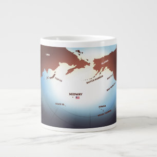 Caneca De Café Grande Mapa WW2 do estilo de vintage da Ilha Midway